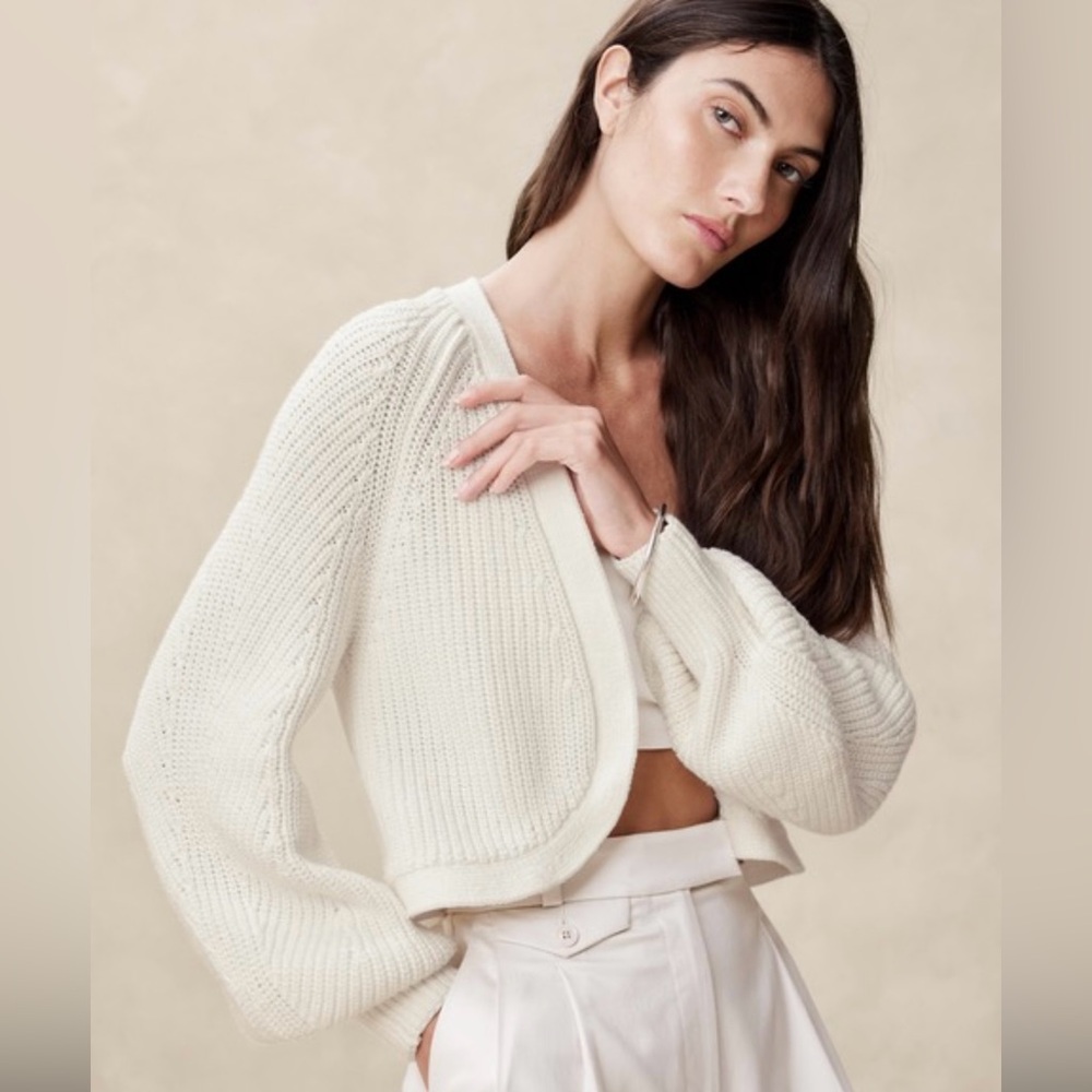 New! Banana Republic Thick 100% Cotton Cardigan, Iced Vanilla Ivory, Size XL
